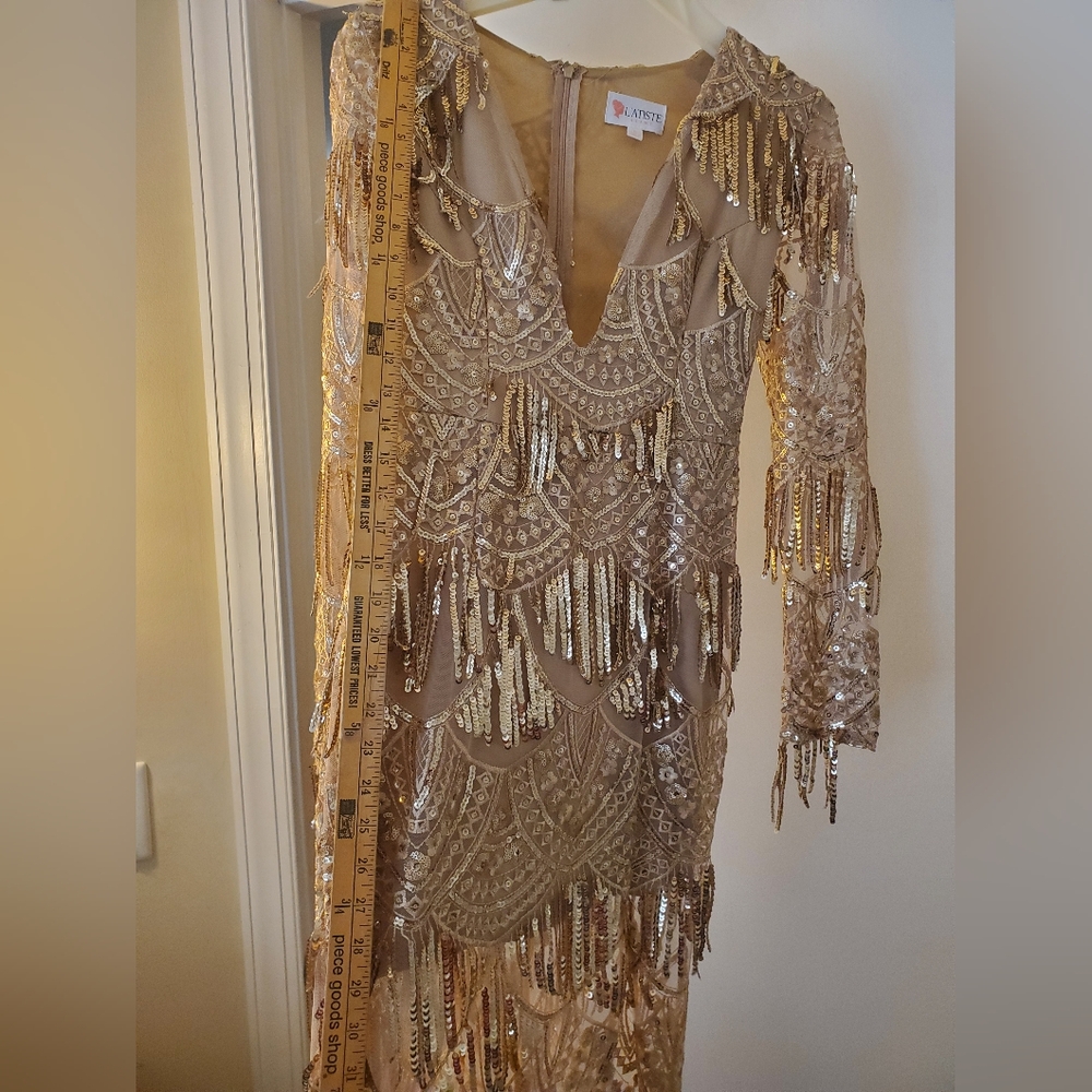 L'atiste By Amy Gold Sequin Prom Dress Birthday Dress - Picture 10 of 11